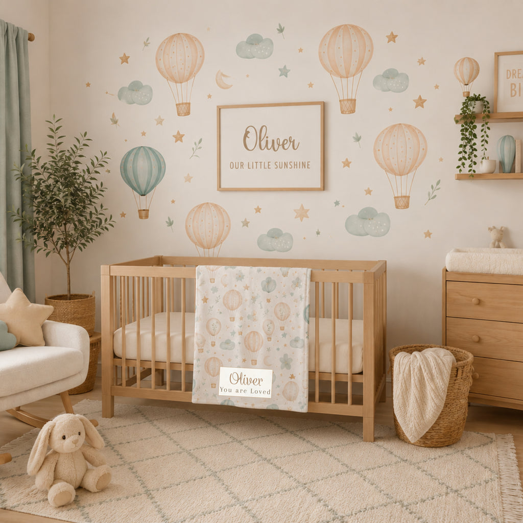 Personalized Hot Air Balloon Baby Blanket