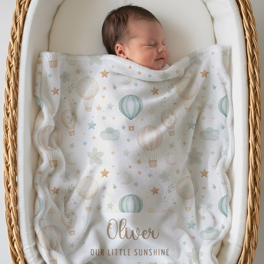 Personalized Hot Air Balloon Baby Blanket