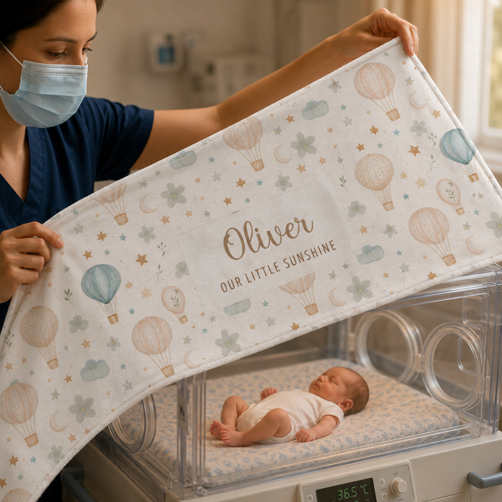 Personalized Hot Air Balloon Baby Blanket