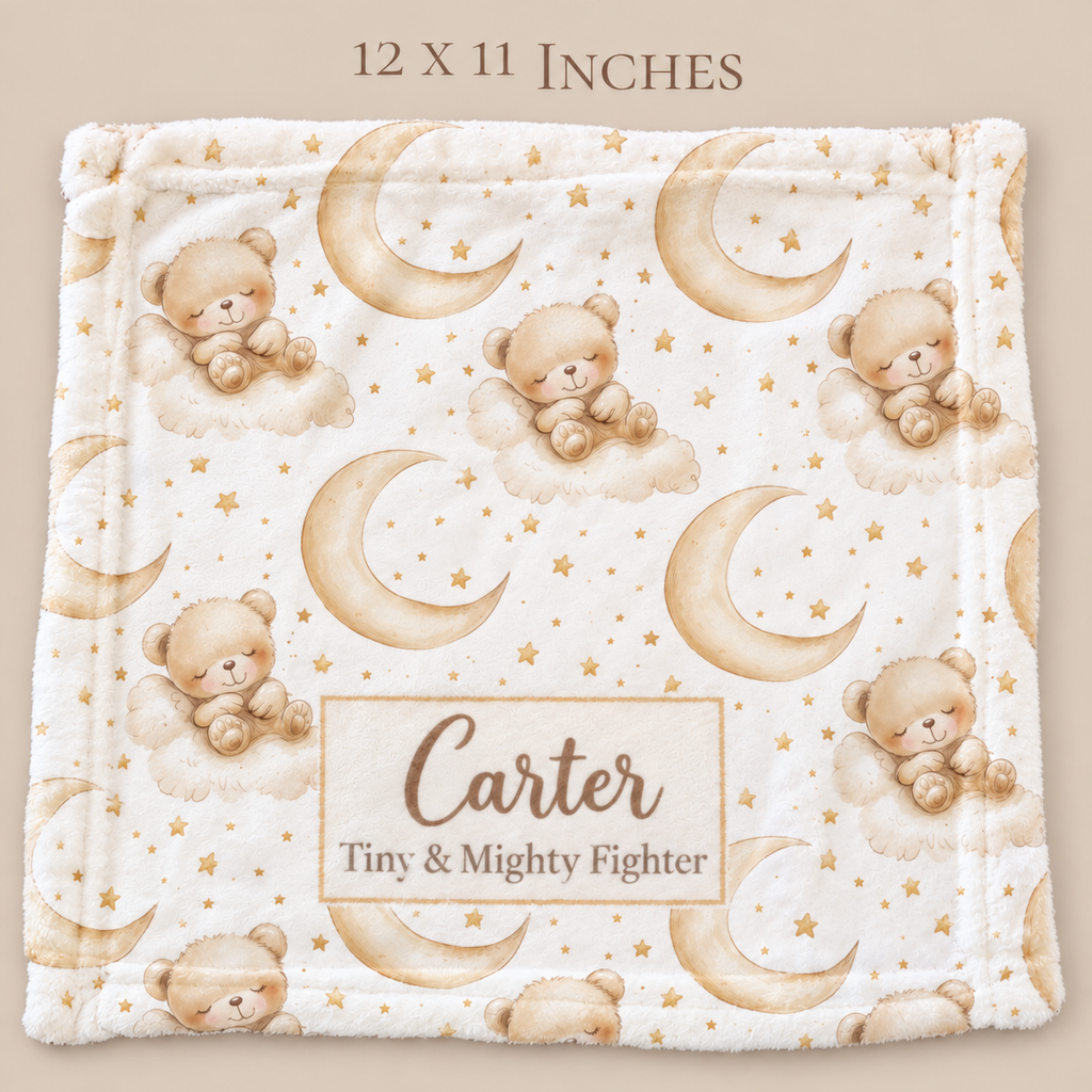 Personalized Bear & Moon Baby Blanket