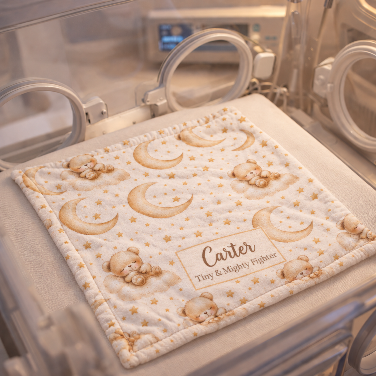 Personalized Bear & Moon Baby Blanket