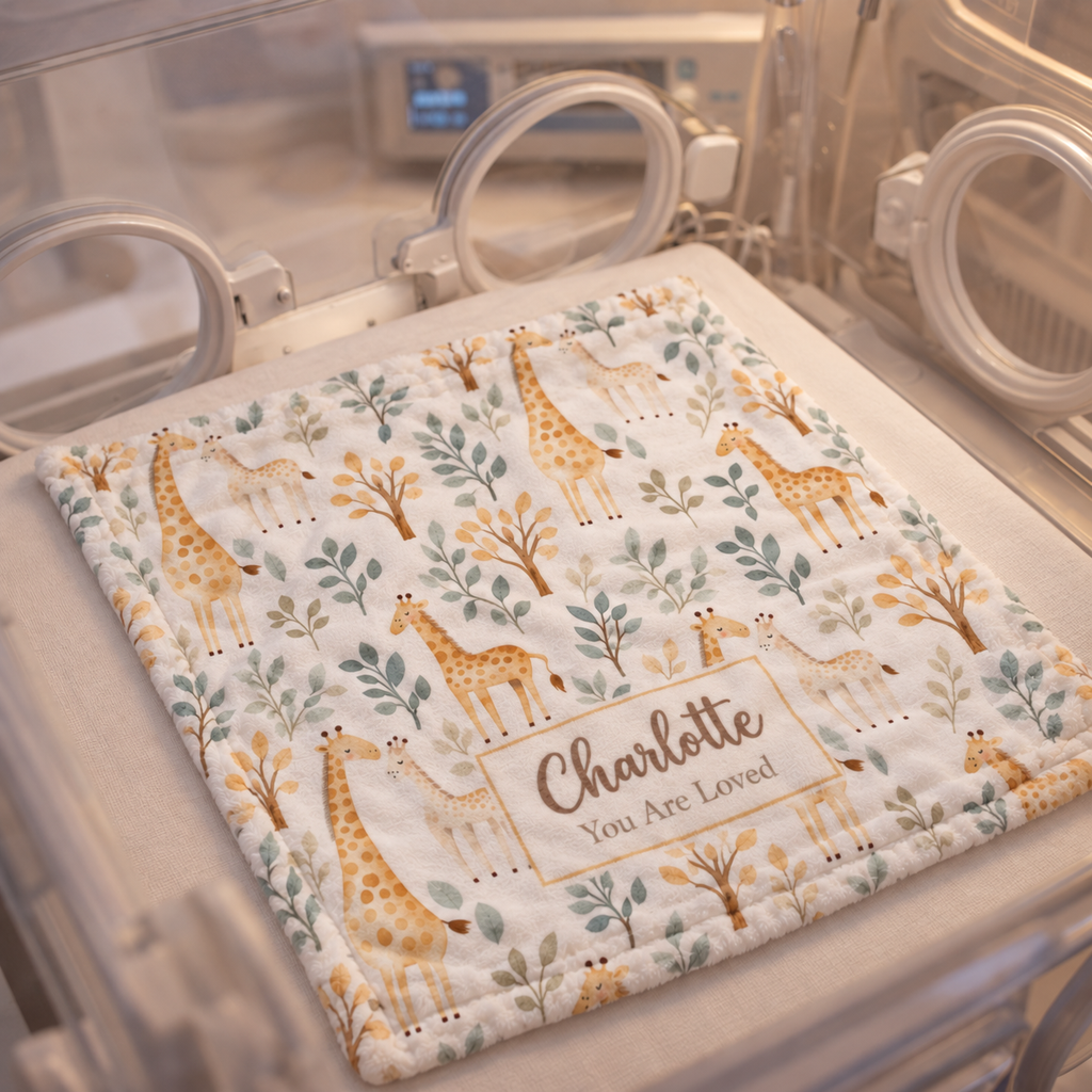 Personalized Giraffe Baby Blanket