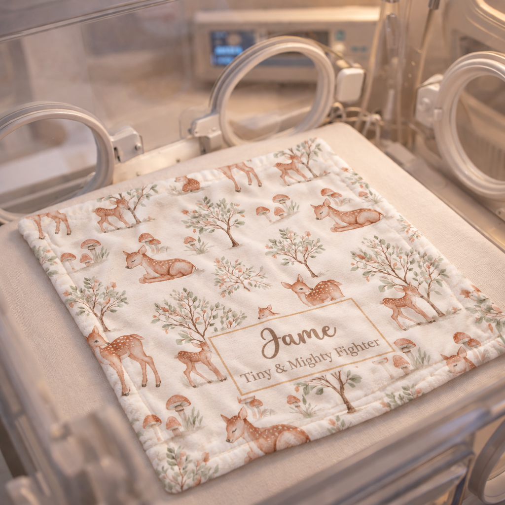 Personalized Woodland Scent Bonding Lovey Blanket.