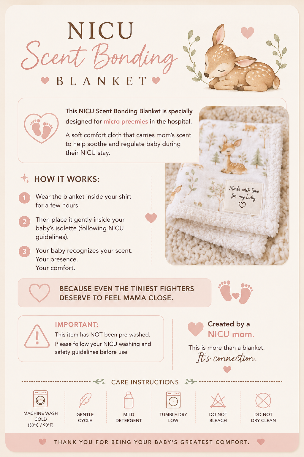 Personalized Woodland Scent Bonding Lovey Blanket.