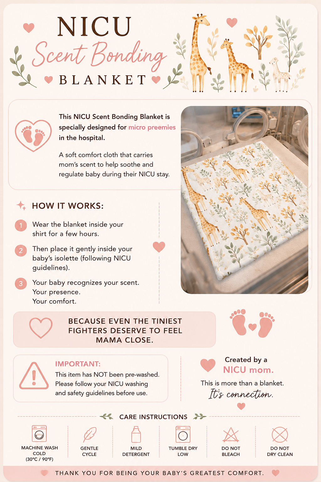 Personalized Giraffe Scent Bonding Lovey Blanket