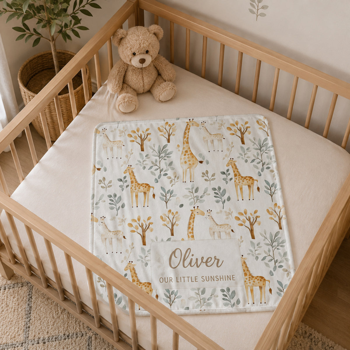 Personalized Giraffe Baby Blanket