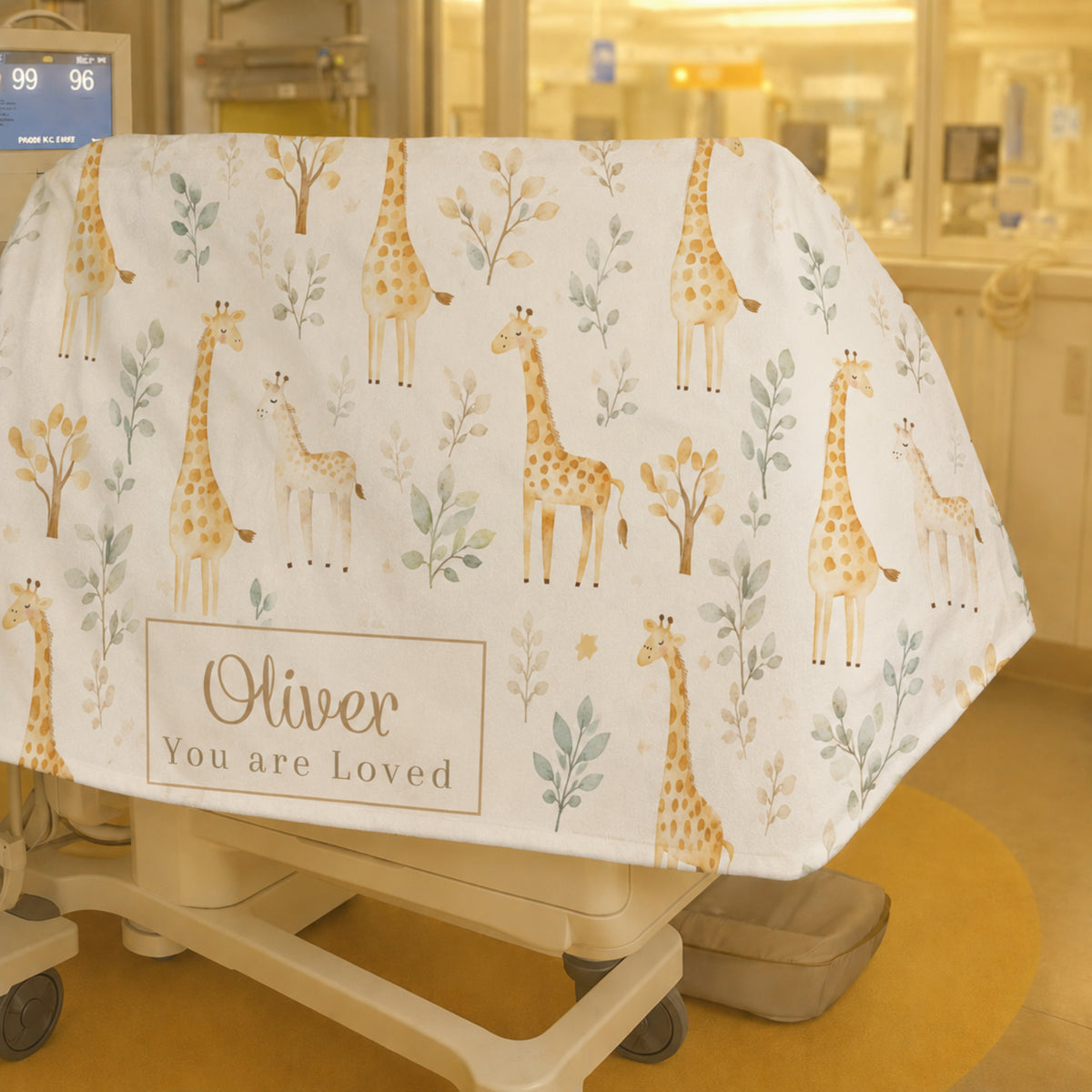 Personalized Giraffe Baby Blanket