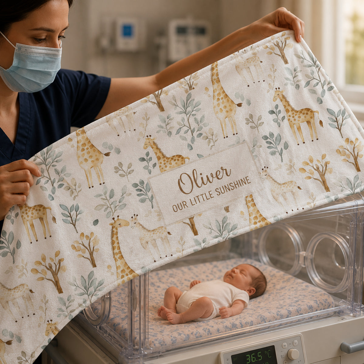 Personalized Giraffe Baby Blanket