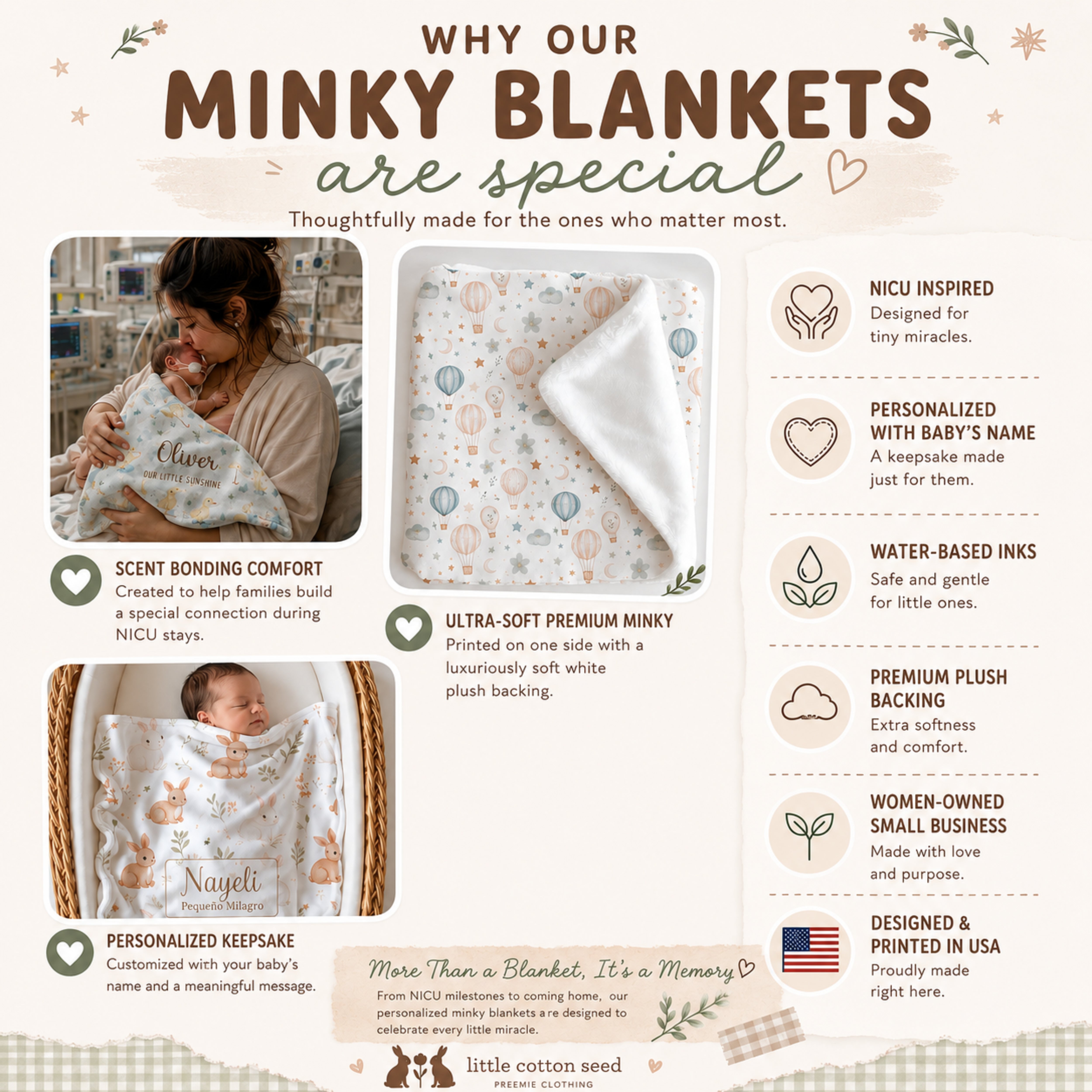 Personalized Bear & Moon Scent Bonding Lovey Blanket