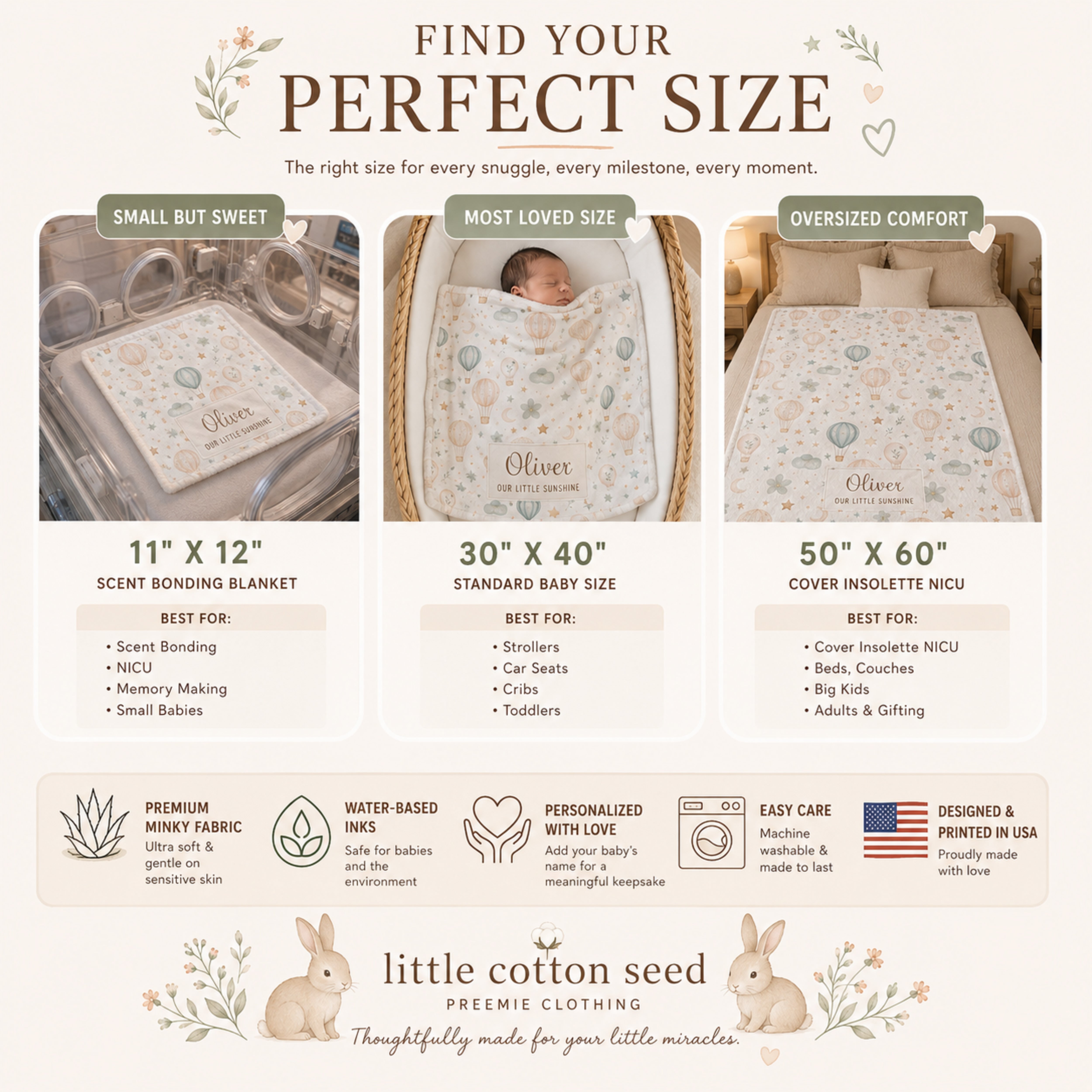 Personalized Bear & Moon Scent Bonding Lovey Blanket