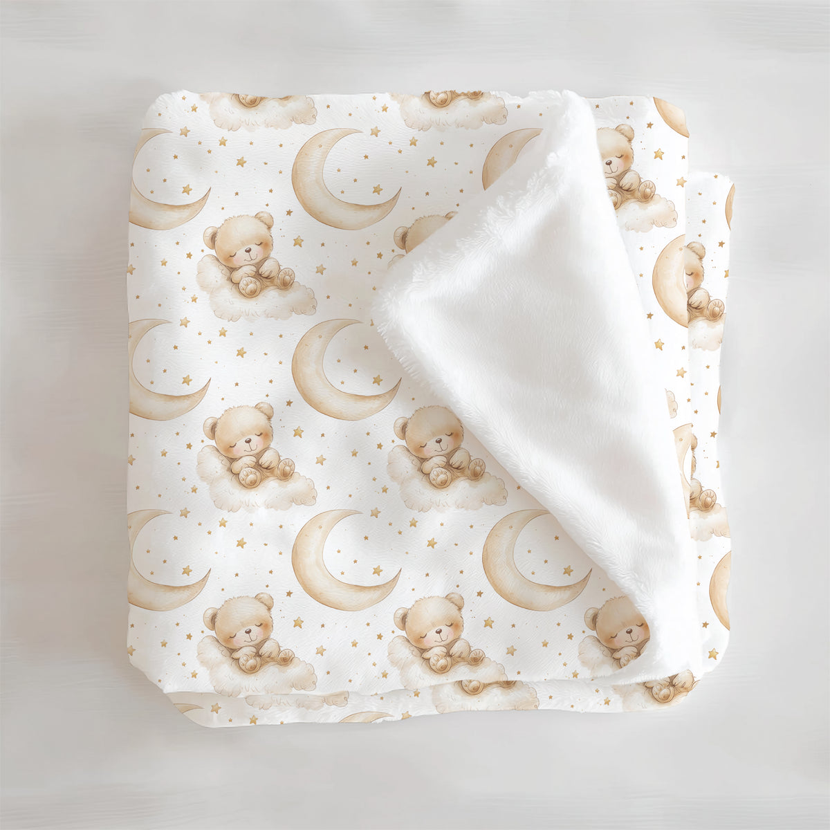 Personalized Bear & Moon Baby Blanket