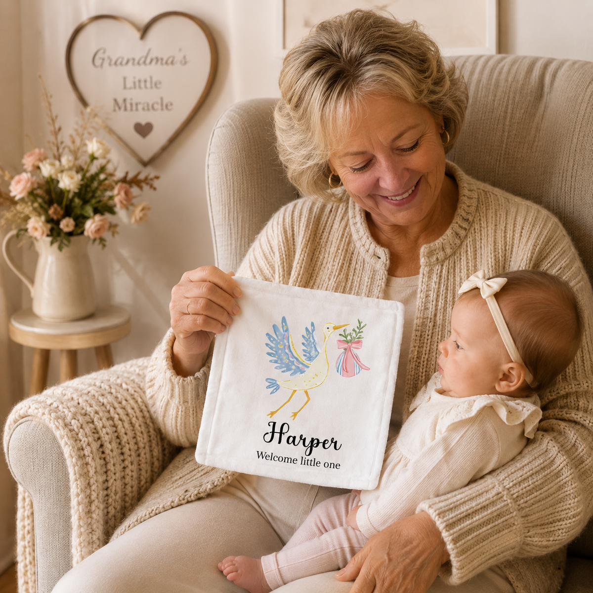 Personalized Stork Scent Bonding Lovey Blanket