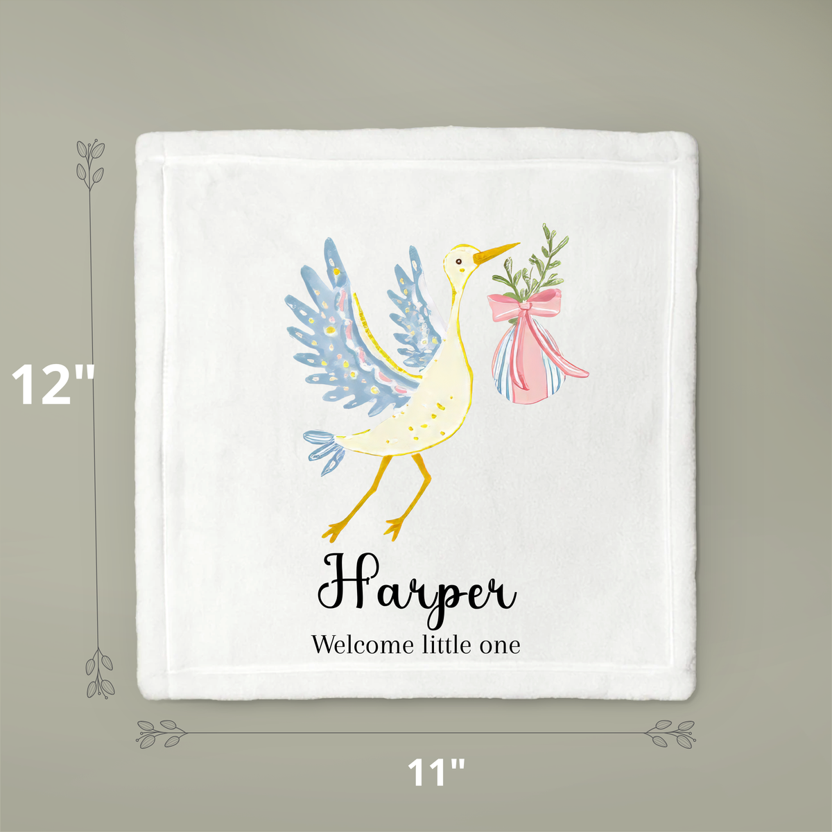 Personalized Stork Scent Bonding Lovey Blanket