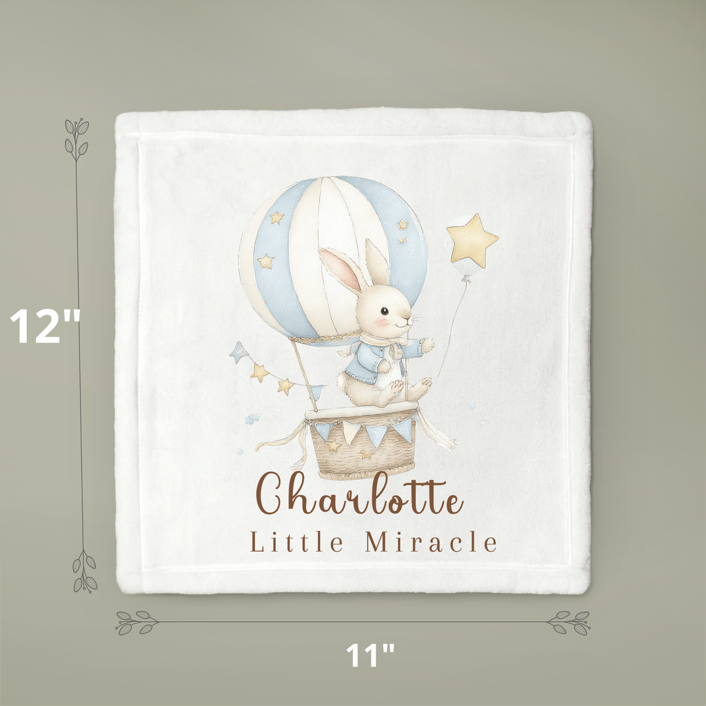 Personalized Bunny Hot Air Balloon Scent Bonding Lovey Blanket