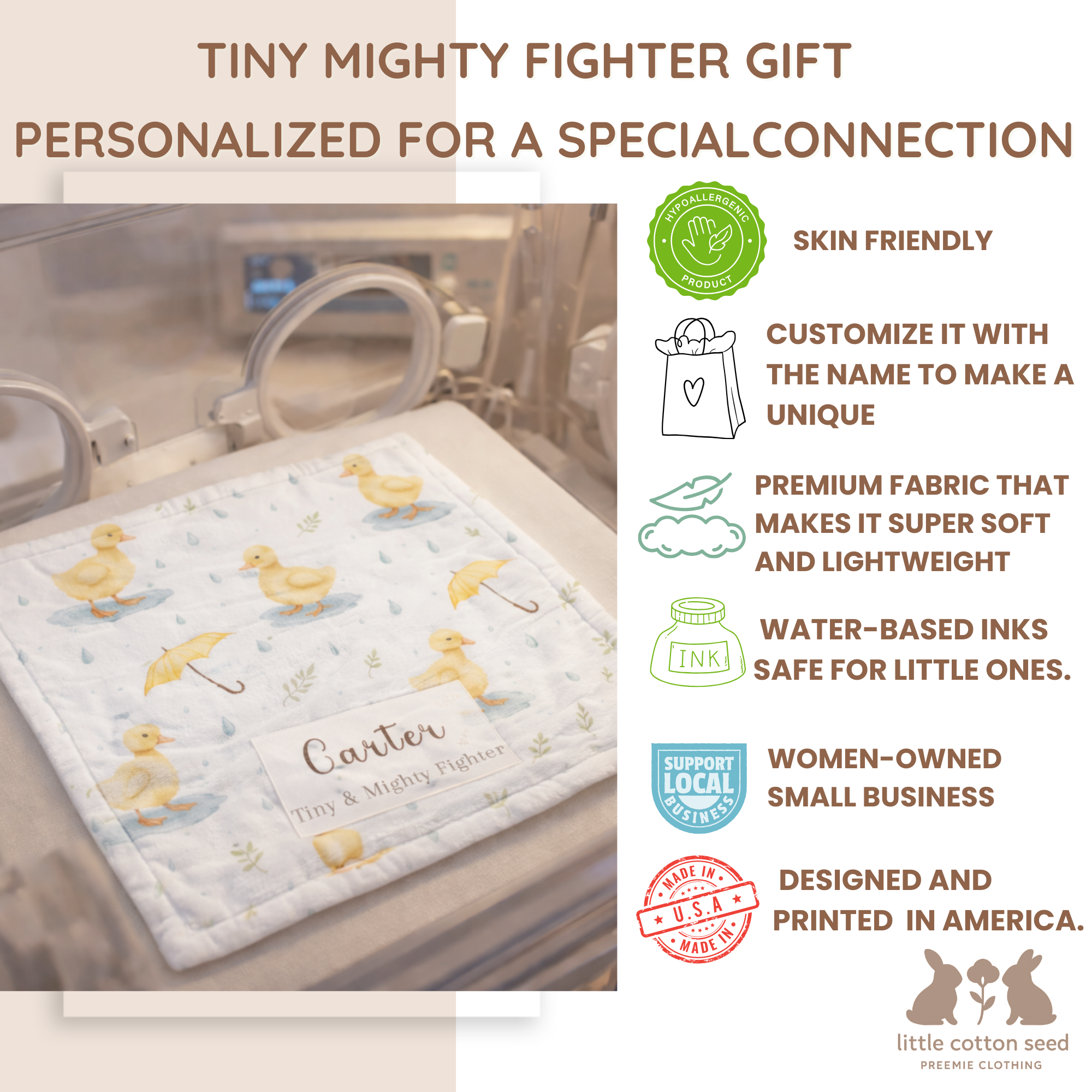 Personalized Bear & Moon Scent Bonding Lovey Blanket