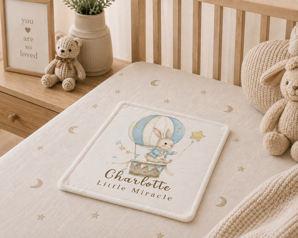 Personalized Bunny Hot Air Balloon Scent Bonding Lovey Blanket