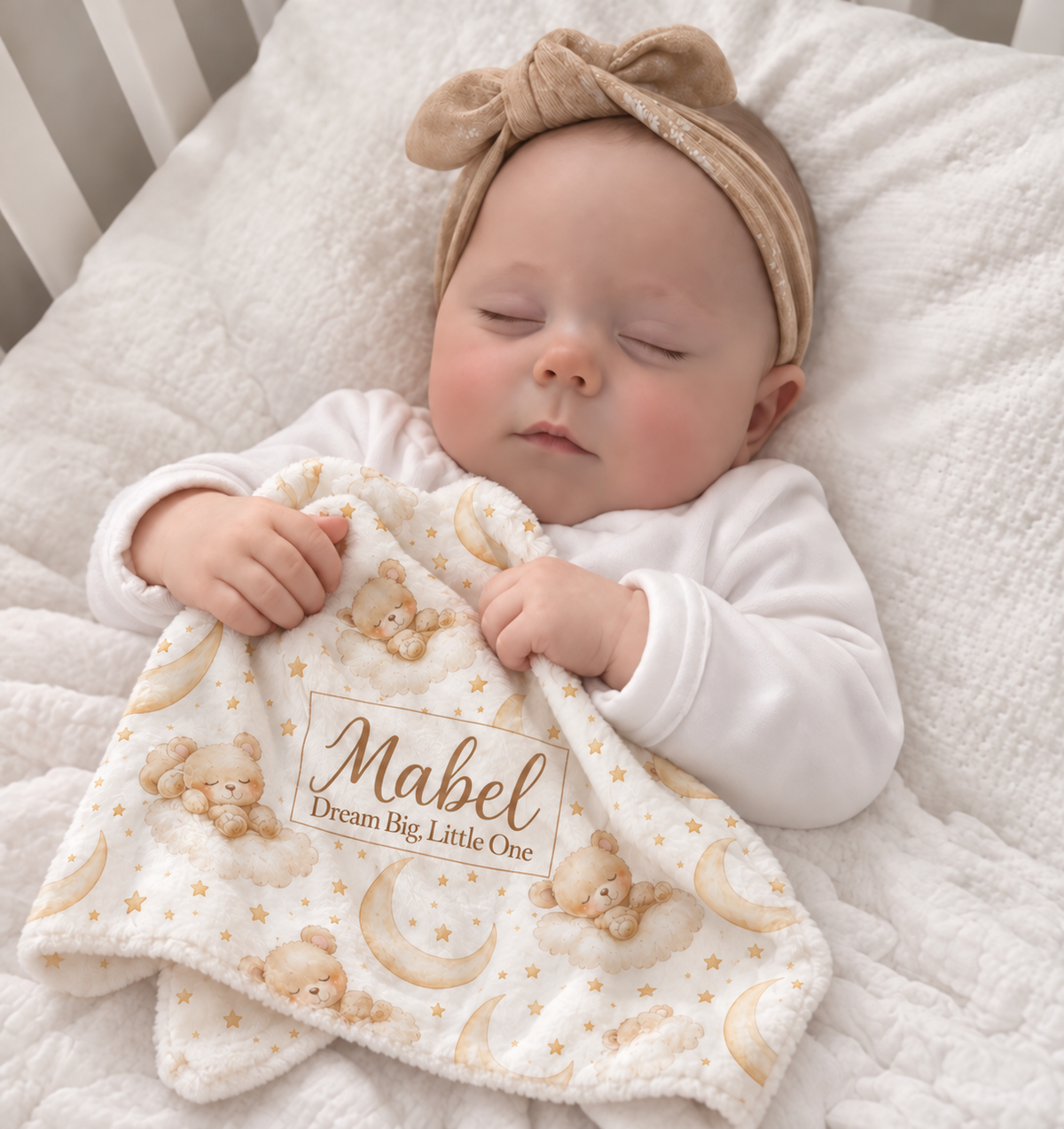 Personalized Bear & Moon Baby Blanket