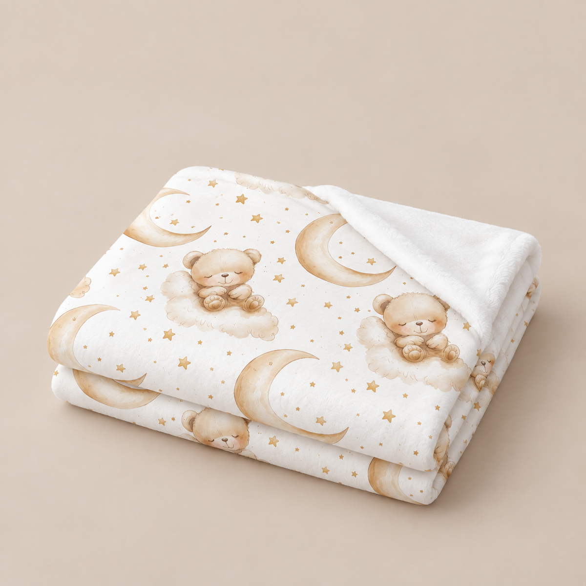 Personalized Bear & Moon Baby Blanket