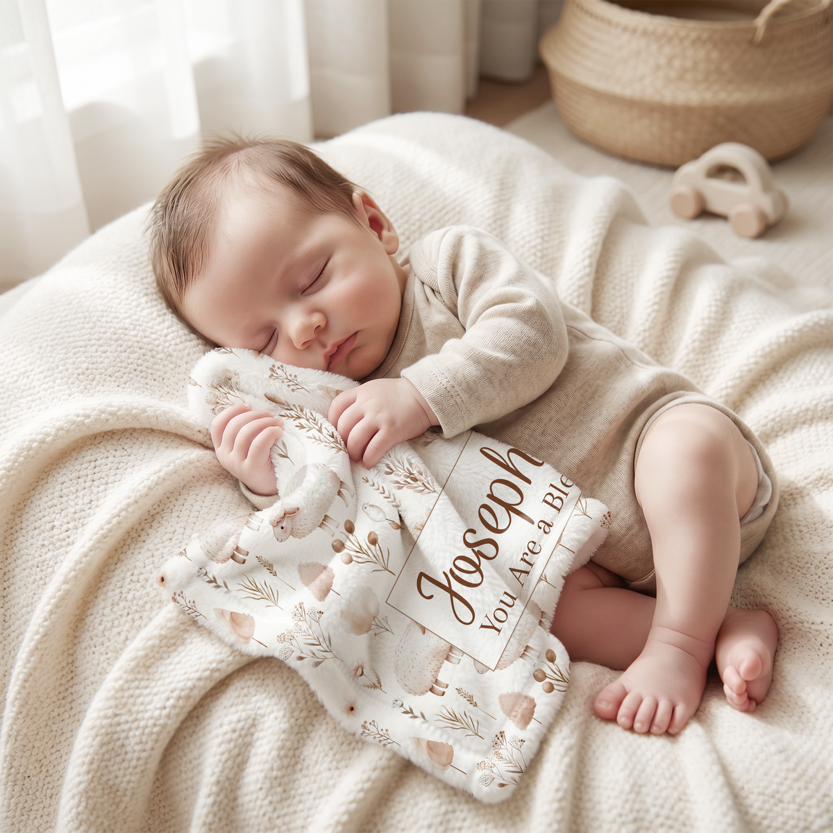 Personalized Sheep Scent Bonding Lovey Blanket