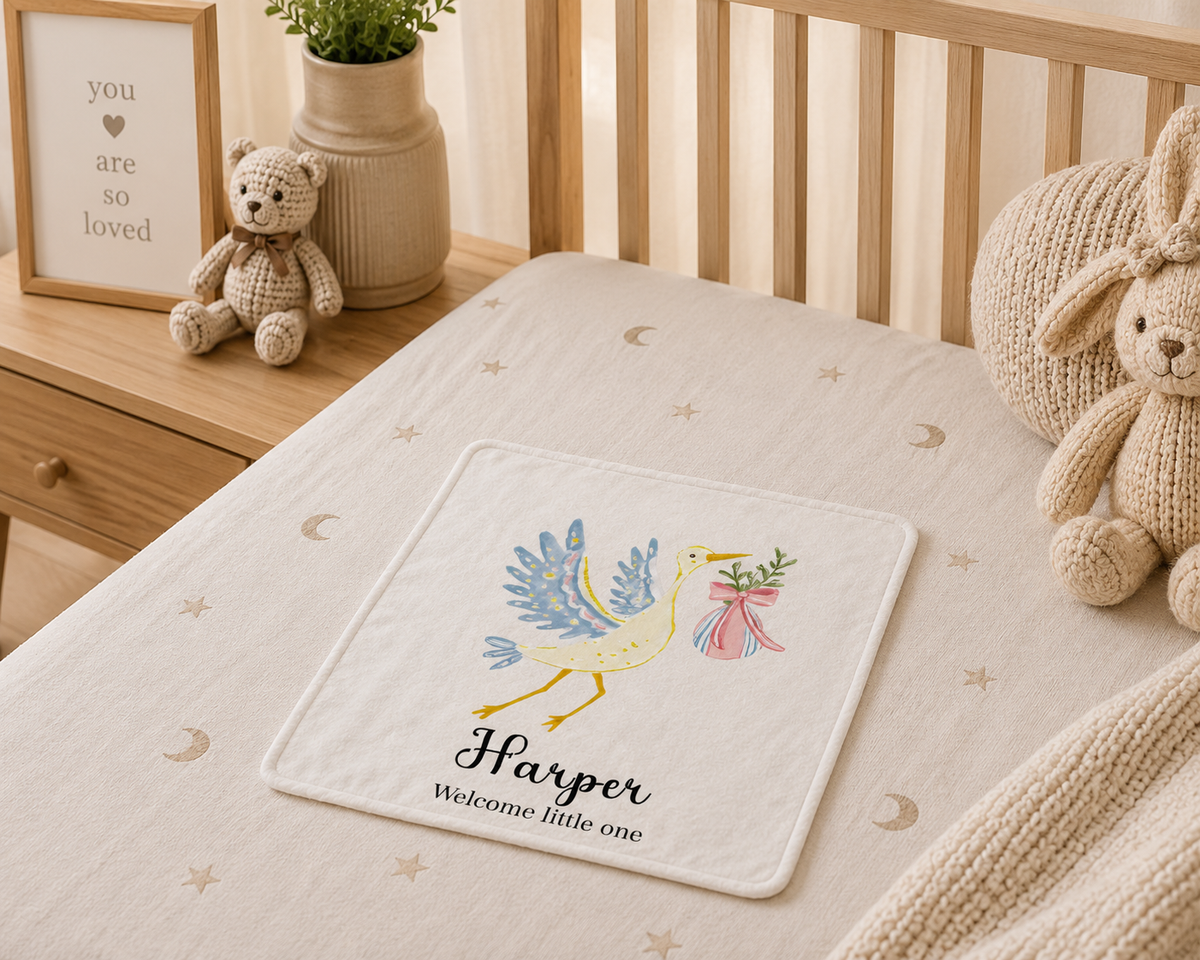 Personalized Stork Scent Bonding Lovey Blanket